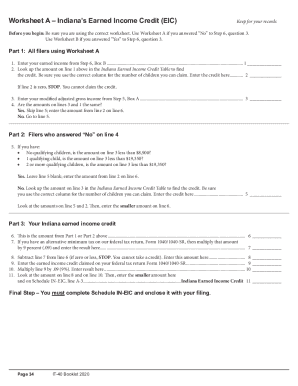 IN EIC Worksheets 2020-2024 - Fill out Tax Template Online