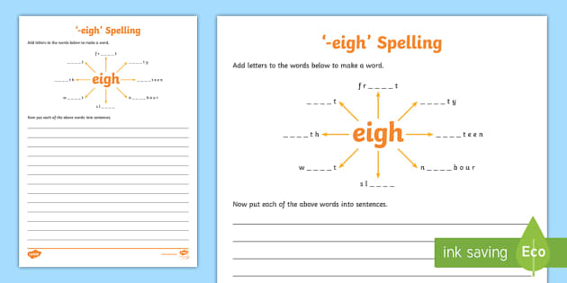 eigh Spelling Worksheet / Worksheet - -eigh Spelling Worksheet /