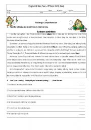 Test 8th Grade - ESL worksheet by givemegiveme