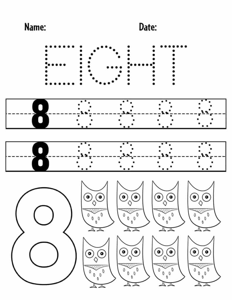 Free Preschool Number 8 Worksheets Printable PDF - Worksheets Library