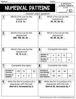 eighth grade algebra worksheet