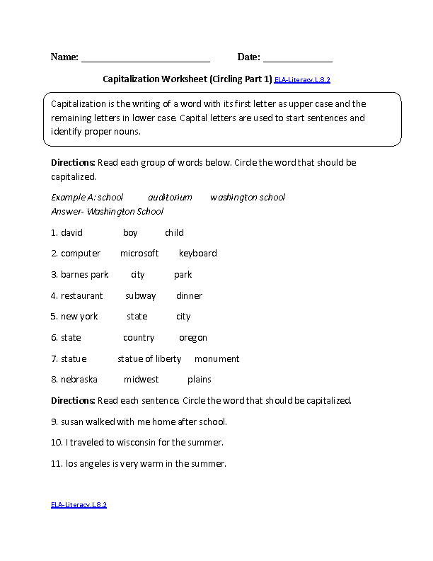 eighth grade english worksheet