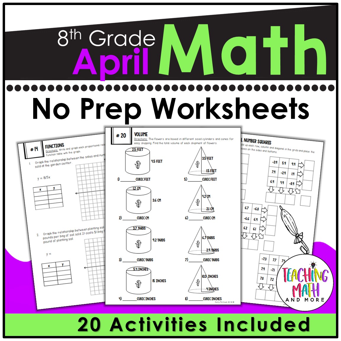 April Math Worksheets 8th Grade