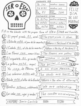 el dia de los muertos worksheet