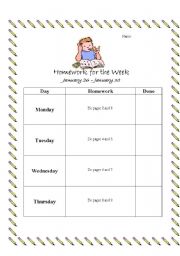 English worksheets: Homework Cover Sheet