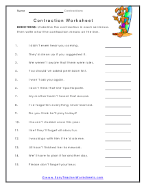 Language Arts Worksheets