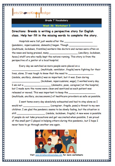Grade 7: Vocabulary Worksheets Week 36 - Lets Share Knowledge