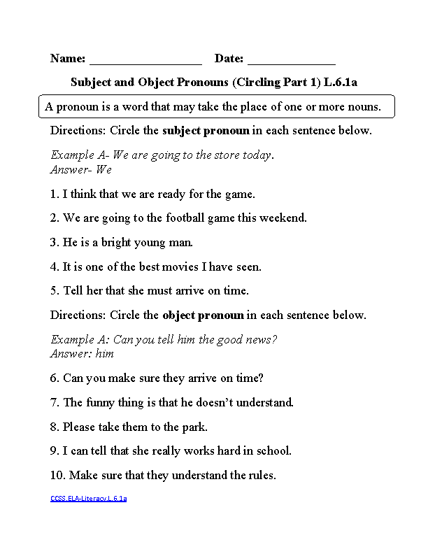 6th Grade Common Core | Language Worksheets