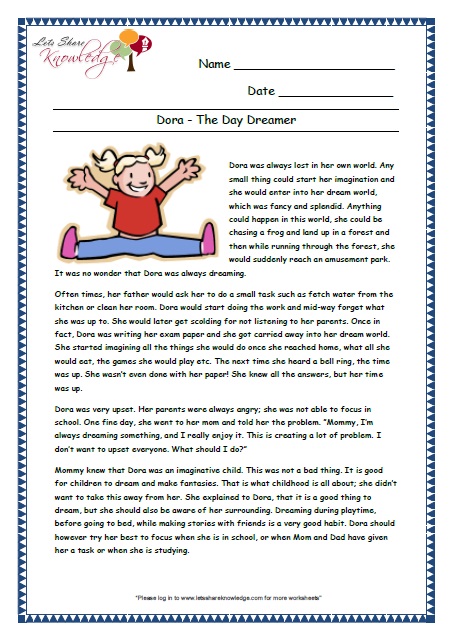 Comprehensions for Grade 3 (Ages 7 - 9) Worksheets - Lets Share ...