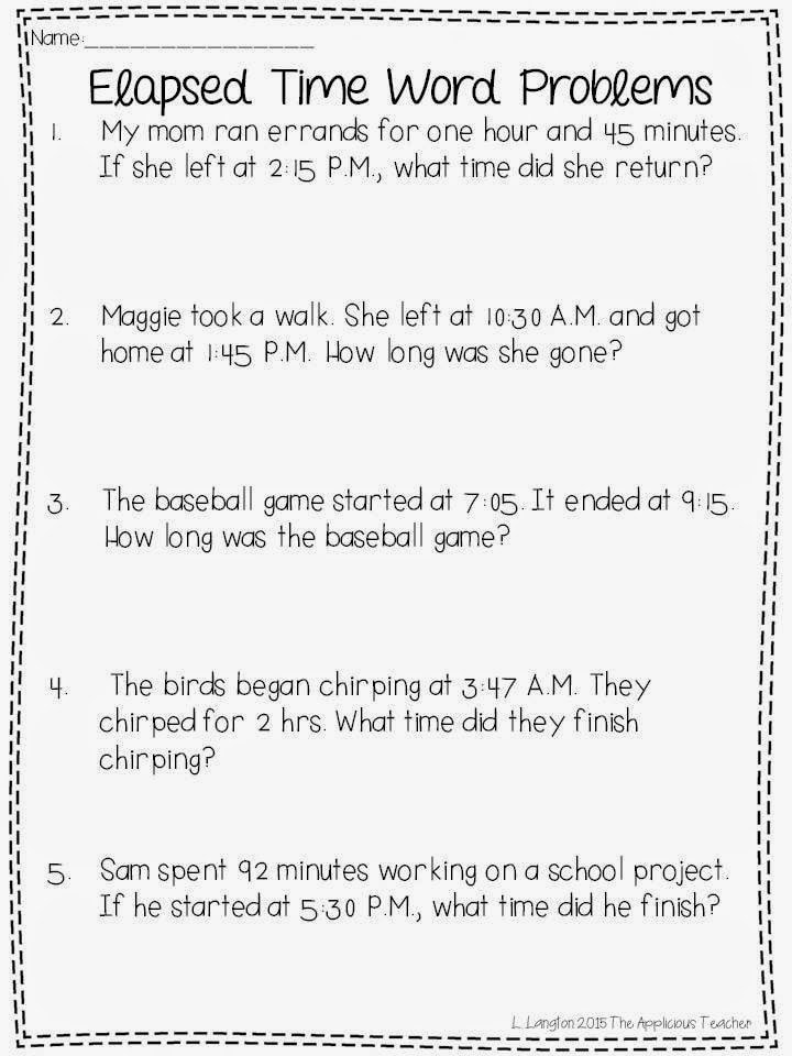 Elapsed Time Activities and a Free Download - The Applicious Teacher