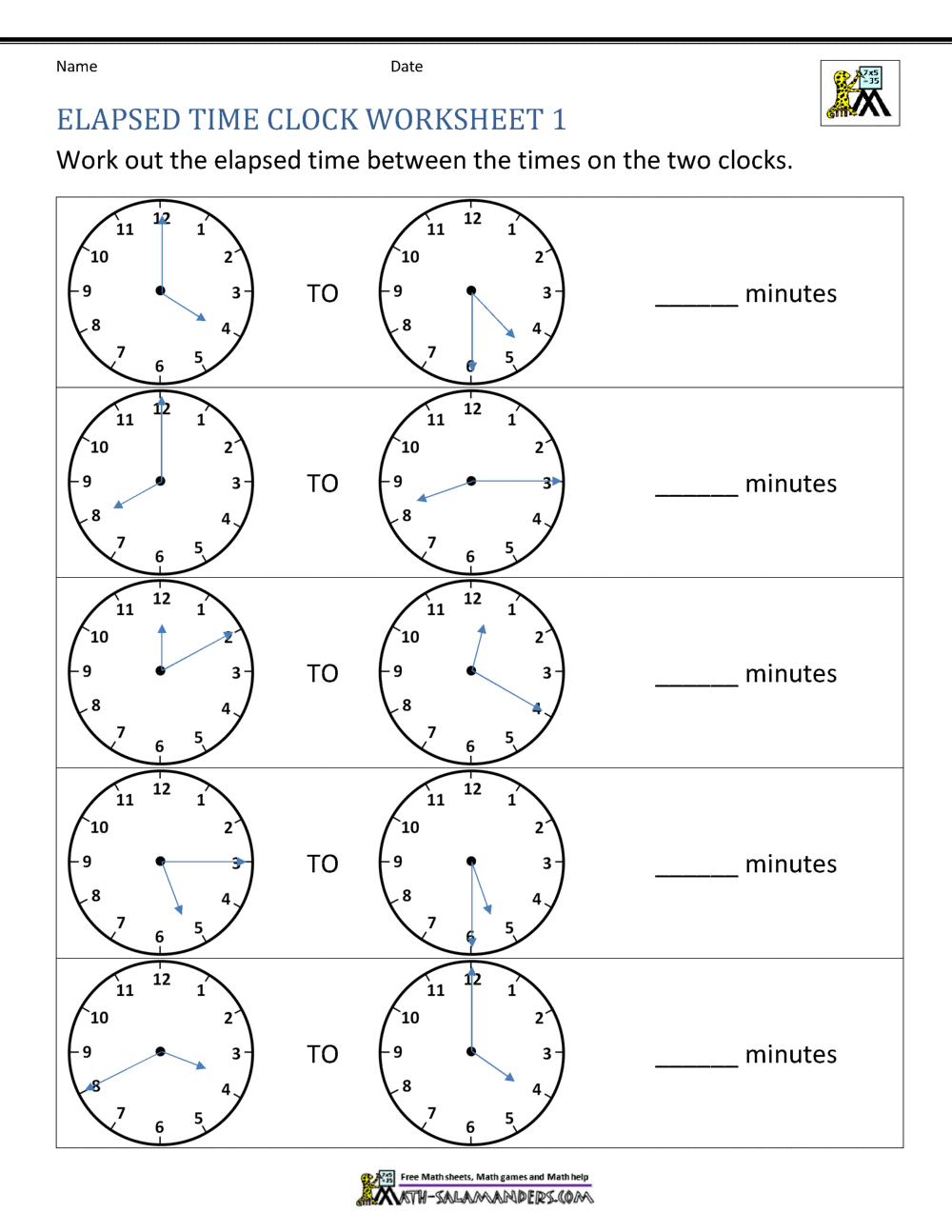 elapsed time 3rd grade worksheet