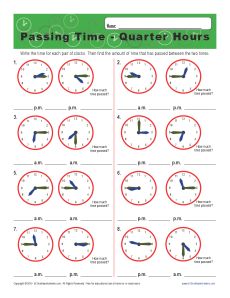 Quarter Hours | Elapsed Time Worksheets for 2nd Grade