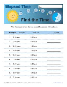 Find the Time | Elapsed Time Worksheets for 1st and 2nd Grade