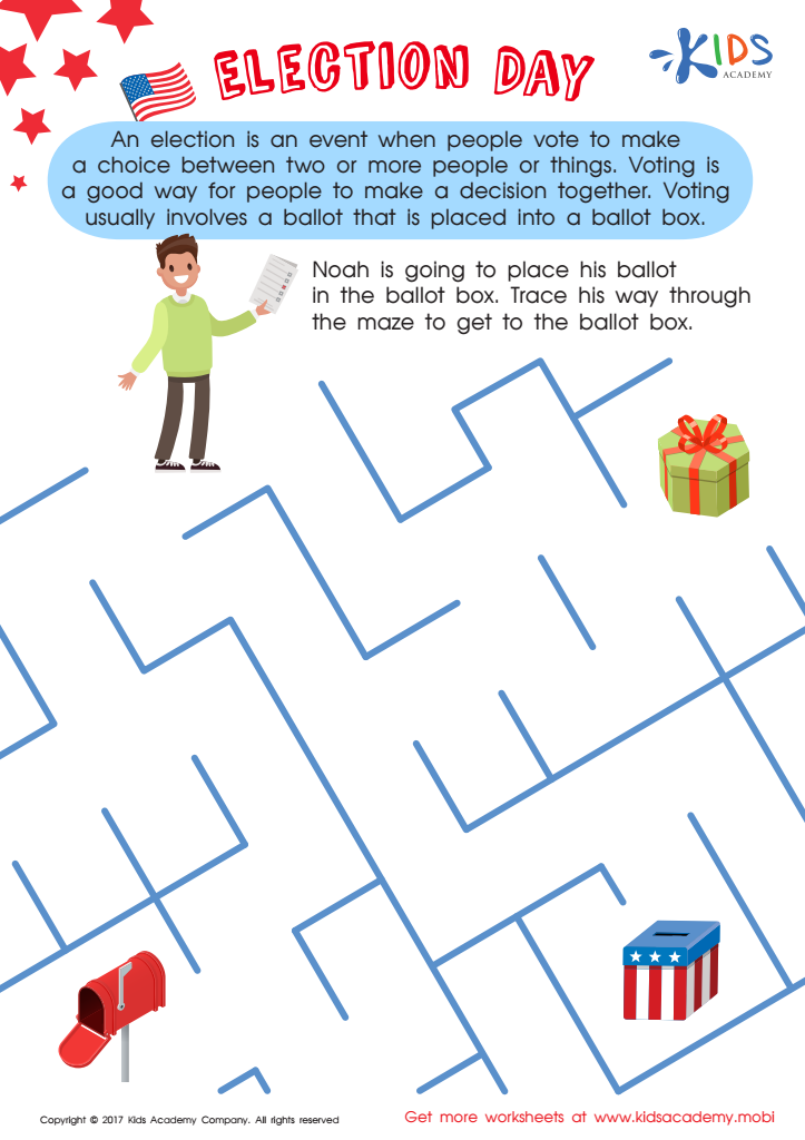 Election Day Worksheet: Free Printable for Kids
