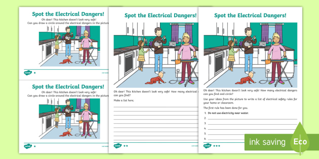 KS1 Electrical Dangers Worksheet (teacher made) - Twinkl