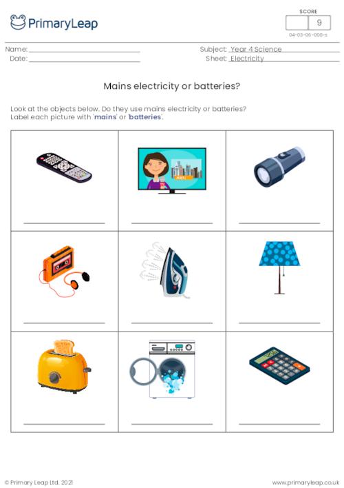 Science: Electrical safety | Worksheet | PrimaryLeap.co.uk