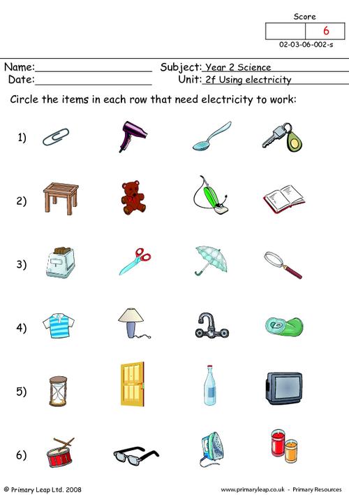 Science: What needs electricity to work? | Worksheet | PrimaryLeap ...