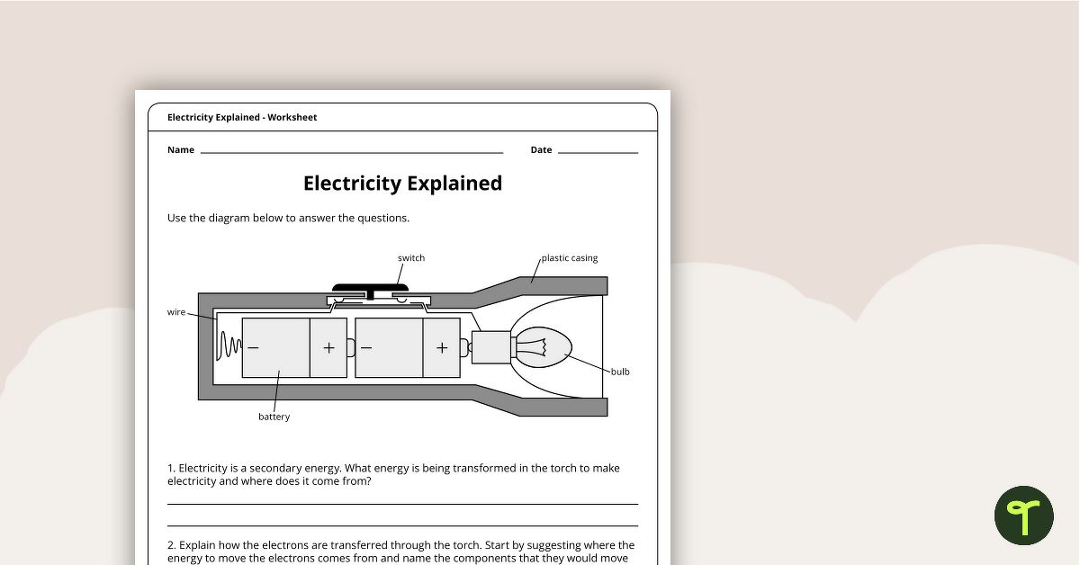Electricity Explained Worksheet | Teach Starter
