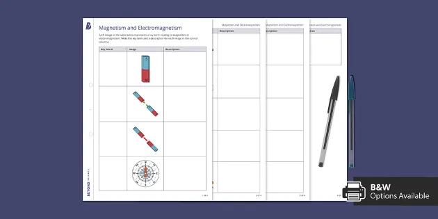 Magnetism and Electromagnetism Worksheet (teacher made)