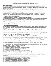 electron configuration worksheet and lots more answers