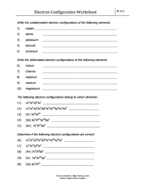 Electron Configuration Worksheet W311 - Fill and Sign Printable ...