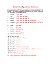 electron configuration worksheet answers