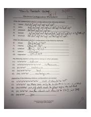 electron configuration worksheet answers