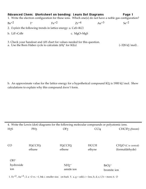 electron dot diagrams worksheet