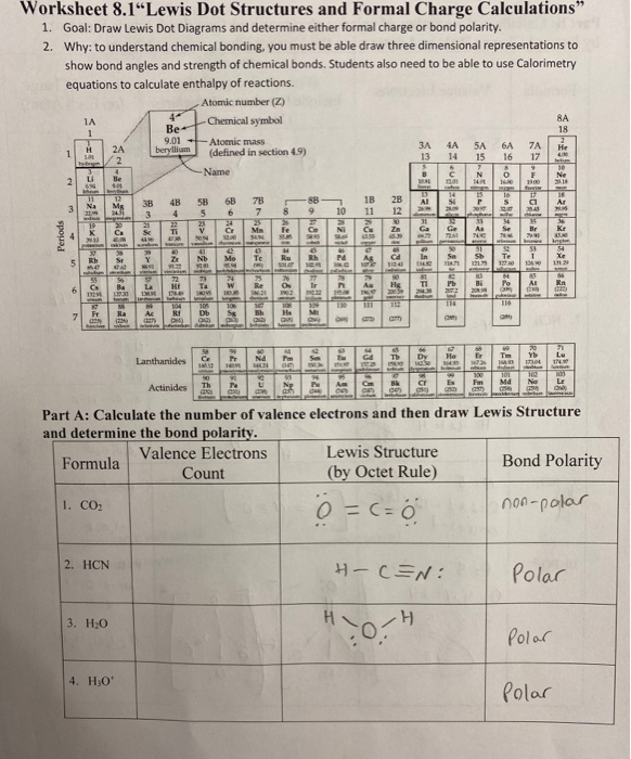 Solved Worksheet 8.1“Lewis Dot Structures and Formal Charge ...