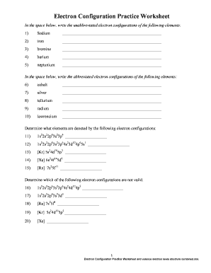 Electron Configuration Worksheet High School Pdf - Fill Online ...