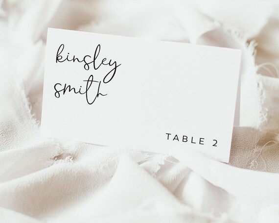 Modern Wedding Place Cards Template, Elegant Wedding Name Cards ...