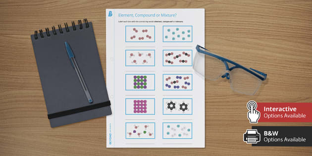 Element, Compound or Mixture? Worksheet | Beyond - Twinkl