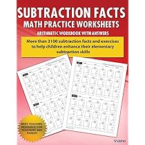 Subtraction Facts Math Practice Worksheet Arithmetic Workbook With ...