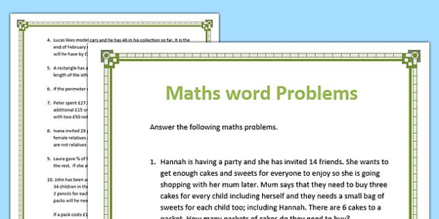 ? Maths Word Problems Worksheets - Primary Resources - Worksheets Library