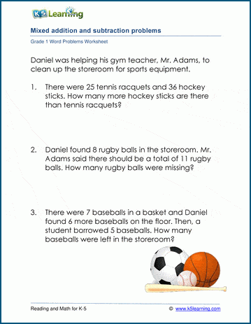 1st grade word problem worksheets - free and printable | Worsheets library
