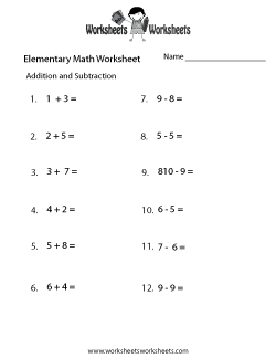 elementary math worksheet printable
