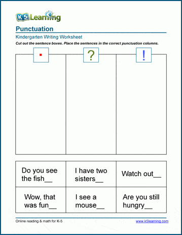 elementary punctuation worksheet