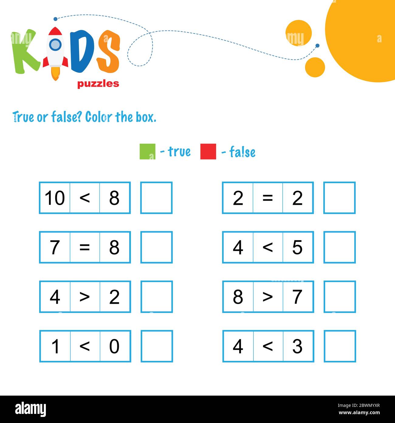 True or false math worksheet. Comparing numbers worksheet. Easy ...