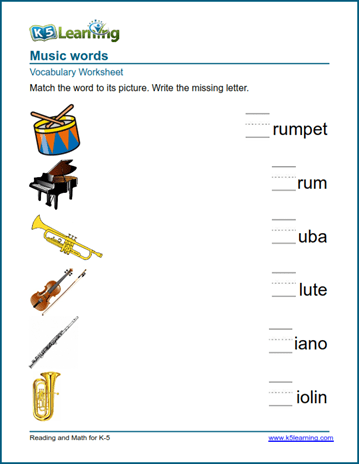 elementary school music worksheet