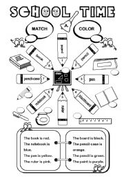 School Time (1/2) - 2 pages - ESL worksheet by gabitza