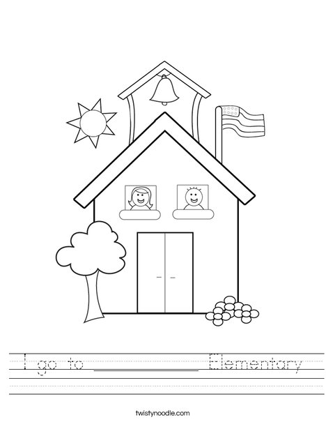 I go to ______ Elementary Worksheet - Twisty Noodle
