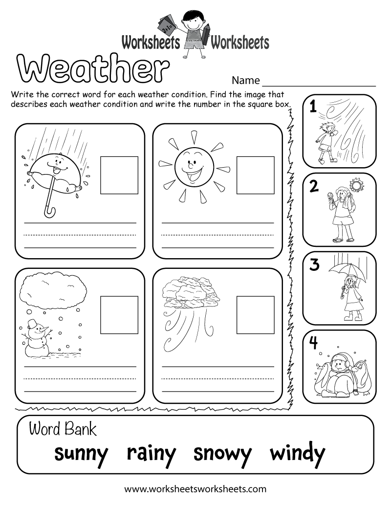 Weather Worksheet for Kids | Worksheets Worksheets