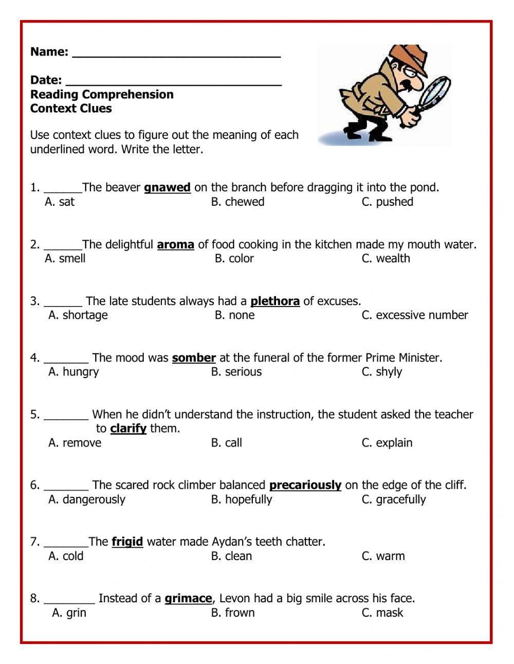 Pdf online activity: Context Clues  