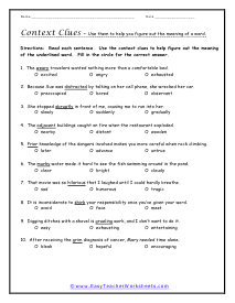 Context Clues Worksheets