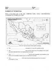 Geography: Elements of a Map Quiz - ESL worksheet by borotraj