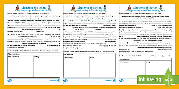 elements of fiction worksheet