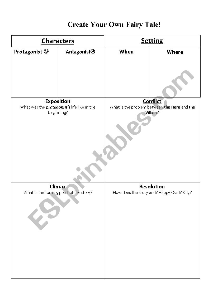 elements of fiction worksheet