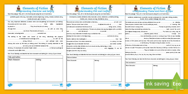 elements of short story worksheet