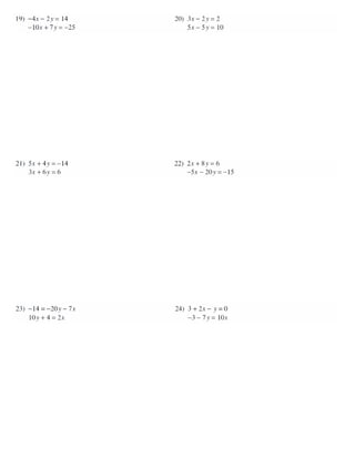 elimination systems of equations worksheet