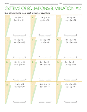 elimination systems of equations worksheet